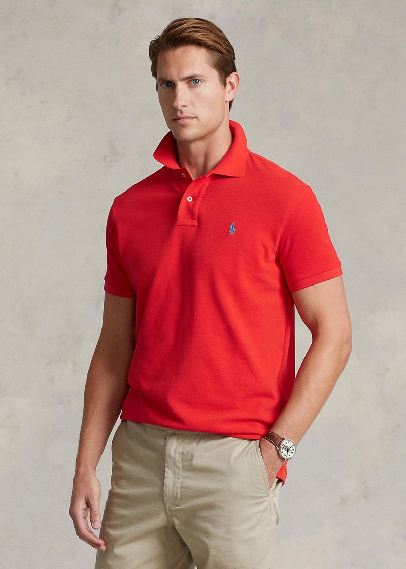 Poleras Polo Polo Ralph Lauren Hombre Custom Slim Fit Mesh Chile Rojas LXNEY-6092